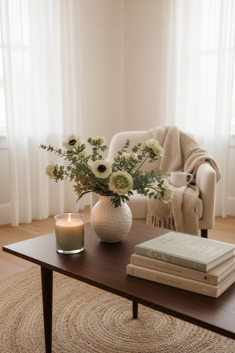 Spring Coffee Table Styling Ideas with Florals and Pastels