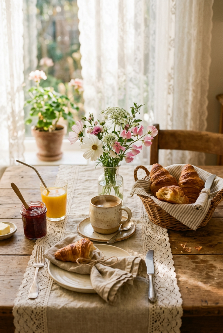 How to Create a Soft Breakfast Table with Lace and Linen